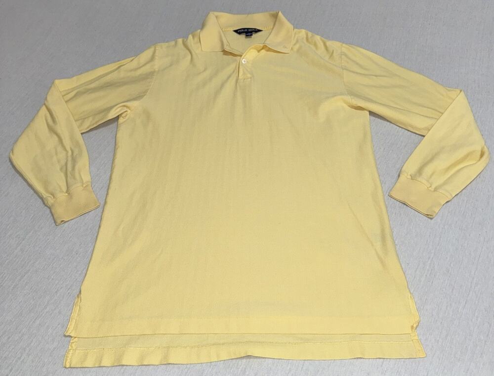 Polo Ralph Lauren Yellow Long Sleeve Polo Medium Pima Cotton Preppy Golf EUC